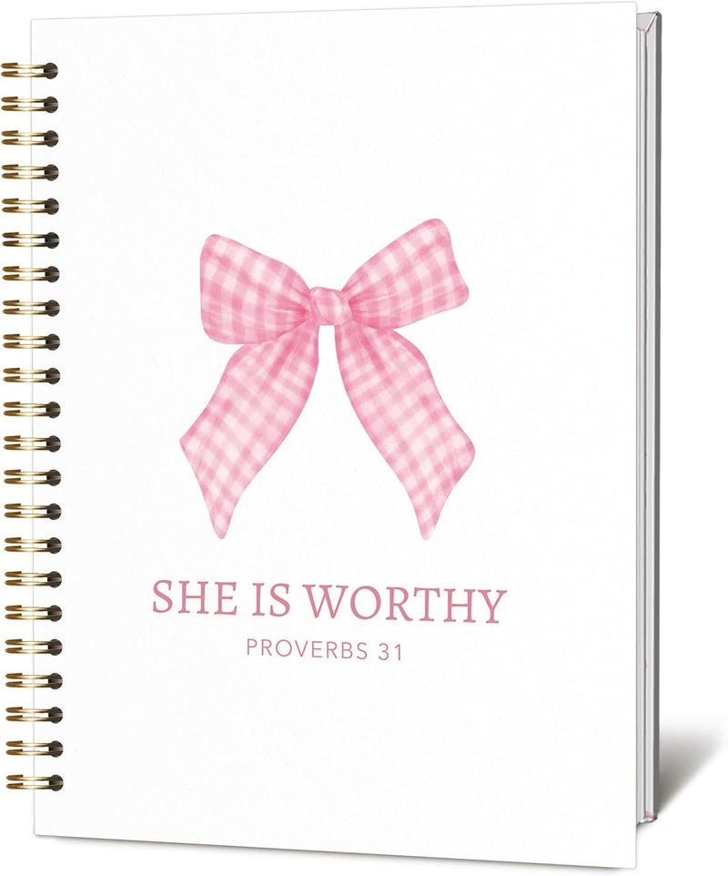 KIDEAR Christian Journal for Women, Prayer Notebook for Bible Study Notes,Cute Pink Bow Faith Journal,Coquette Preppy Christian Gifts for Teen Girls,Church Note Bible Study Supplies - A04 - Image 1